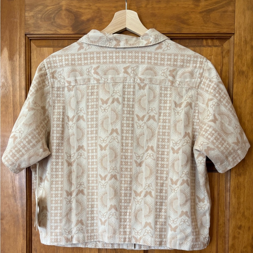 Roark Beige Patterned Button Down Shirt - image 2